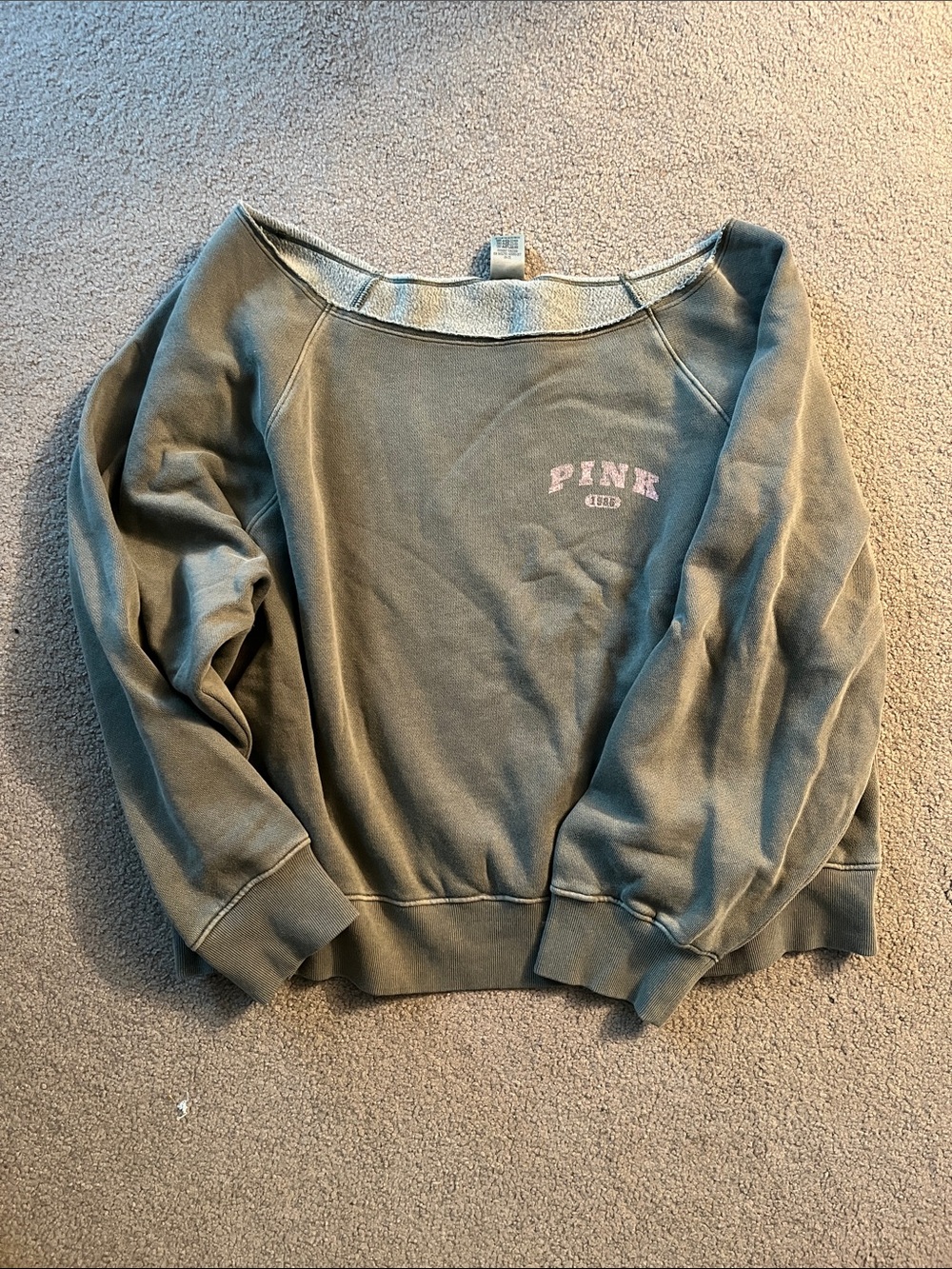 PINK Victoria's Secret Olive Green Crewneck Pullover